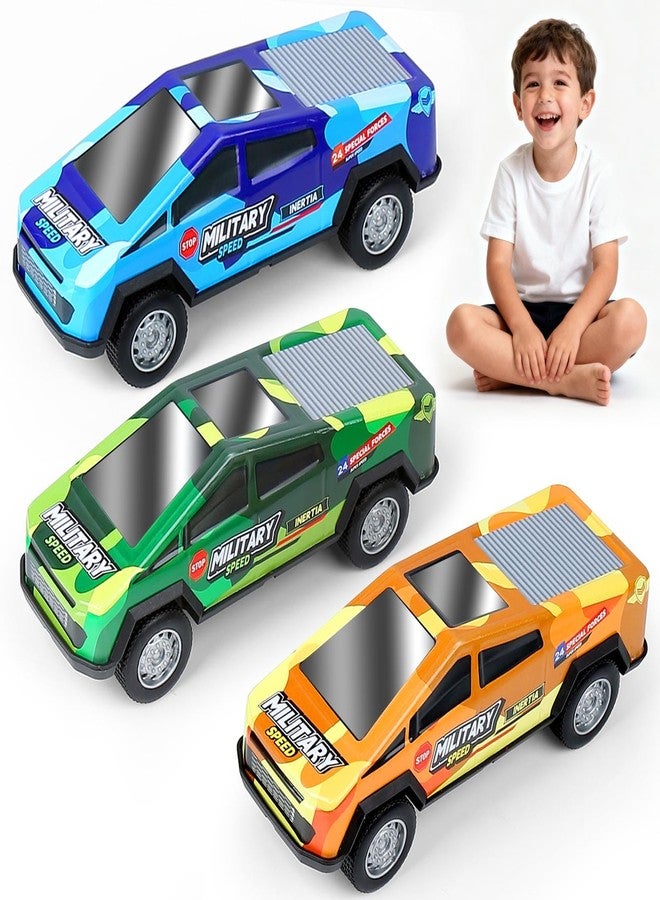 ZOHANINDL 7.1 Inch Monster Truck Kid Toys Set ,Push and Go Friction Power Pull Back Wind up Race Cars,Military Camouflage 1/32 Model Car 3 Pack, Toddlers 3 4 5 6 7 8 9 for Boys and Girls Party Toy Gift - Image 1